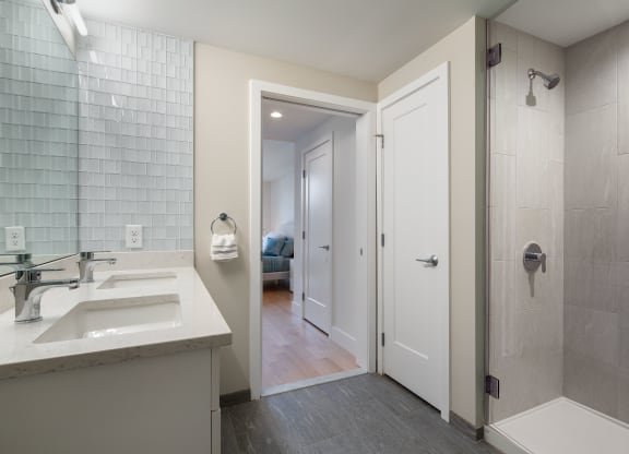 Bathroom door at Saint James Place, Cambridge, MA 02140